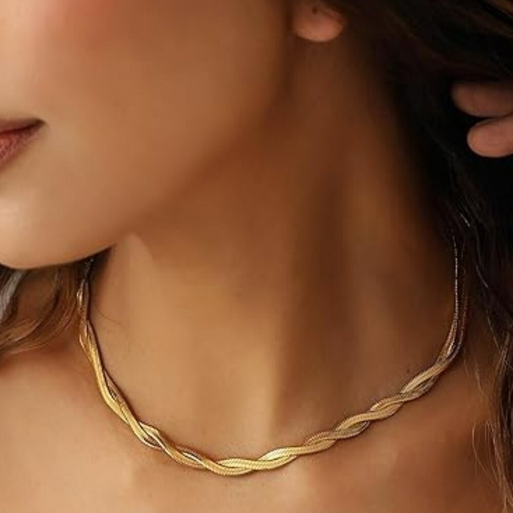 Trendy Thick Gold Necklace Chunky 14K Gold Plated‎ Chain Layered Elegant Jewelry